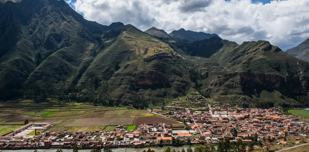 Pisac The picturesque colonial town from Cusco Peru